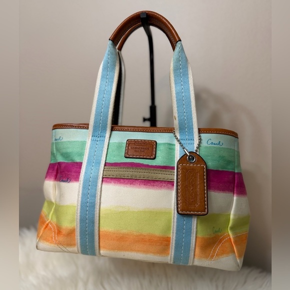 Coach Colorful Striped Tote Bag